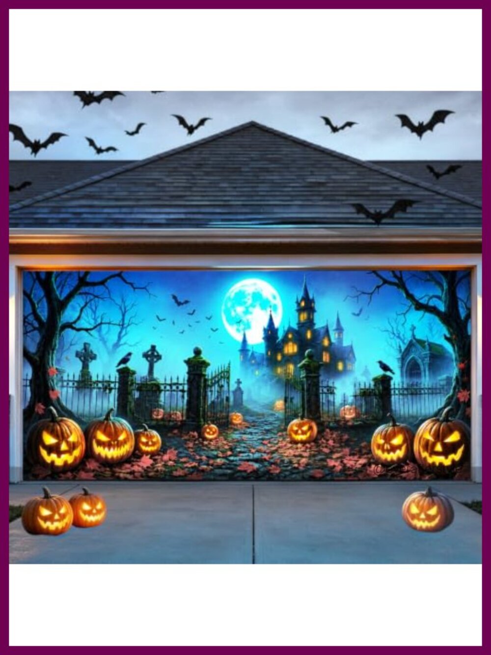 7x16 Ft Halloween Garage Door Cover Banner Polyester Backdrop